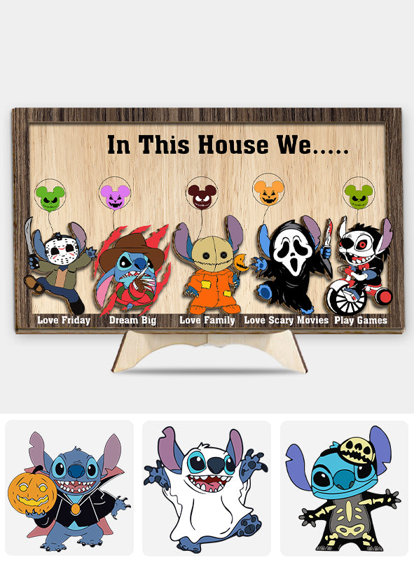 hlw A01 In This House - Personalized Ohana 2 Layered Wood Sign / Wood Plaque