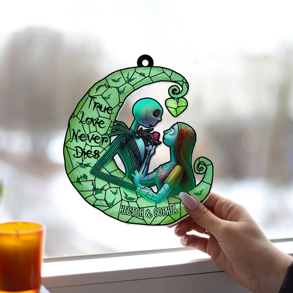 True Love Never Die - Personalized Nightmare Window Hanging Suncatcher Ornament