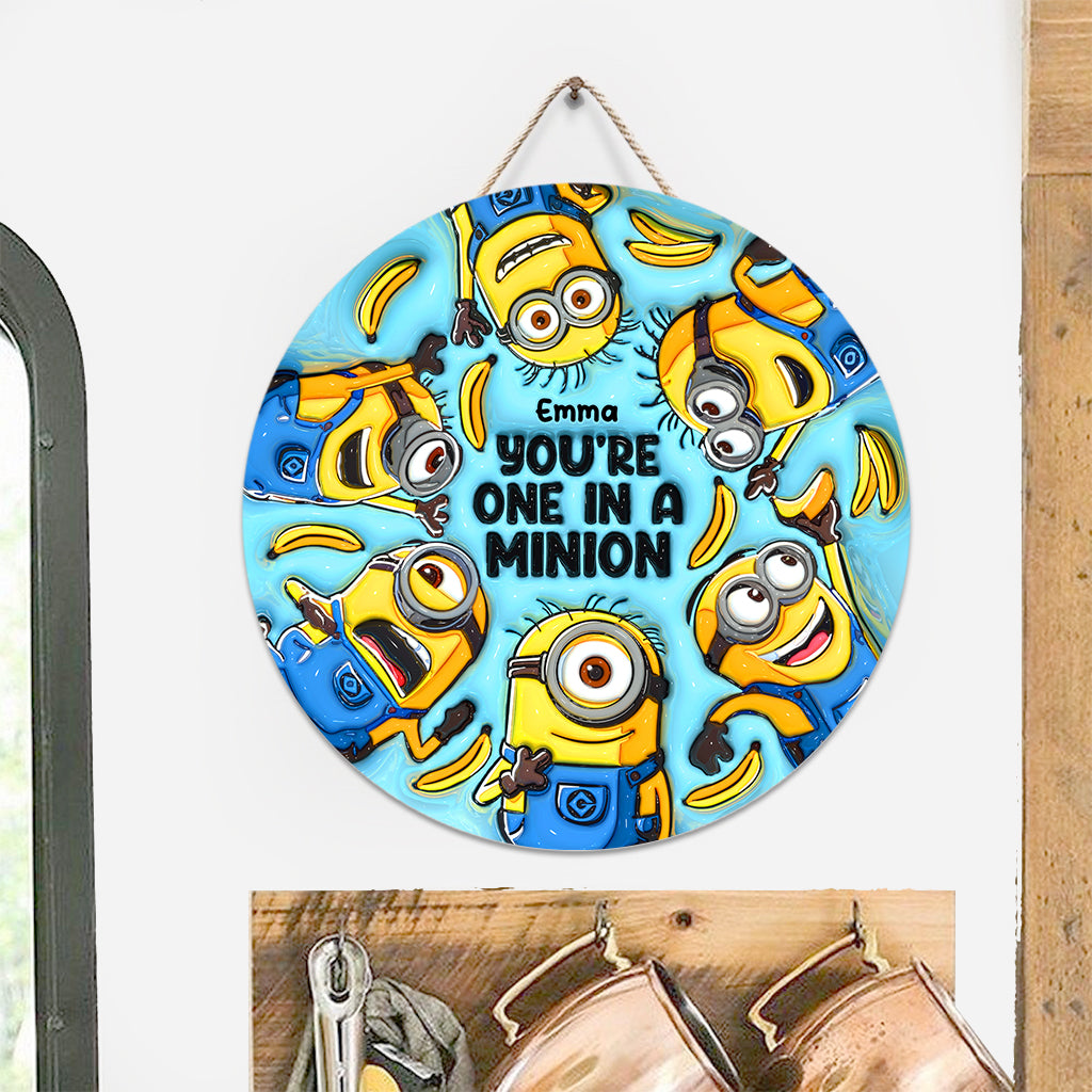 One In A Minion - Personalized Round Wood Sign
