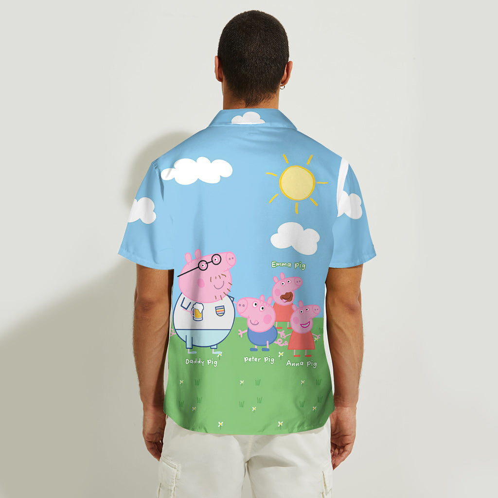 Daddy Pig - Personalized Pink Pig Hawaiian Shirt