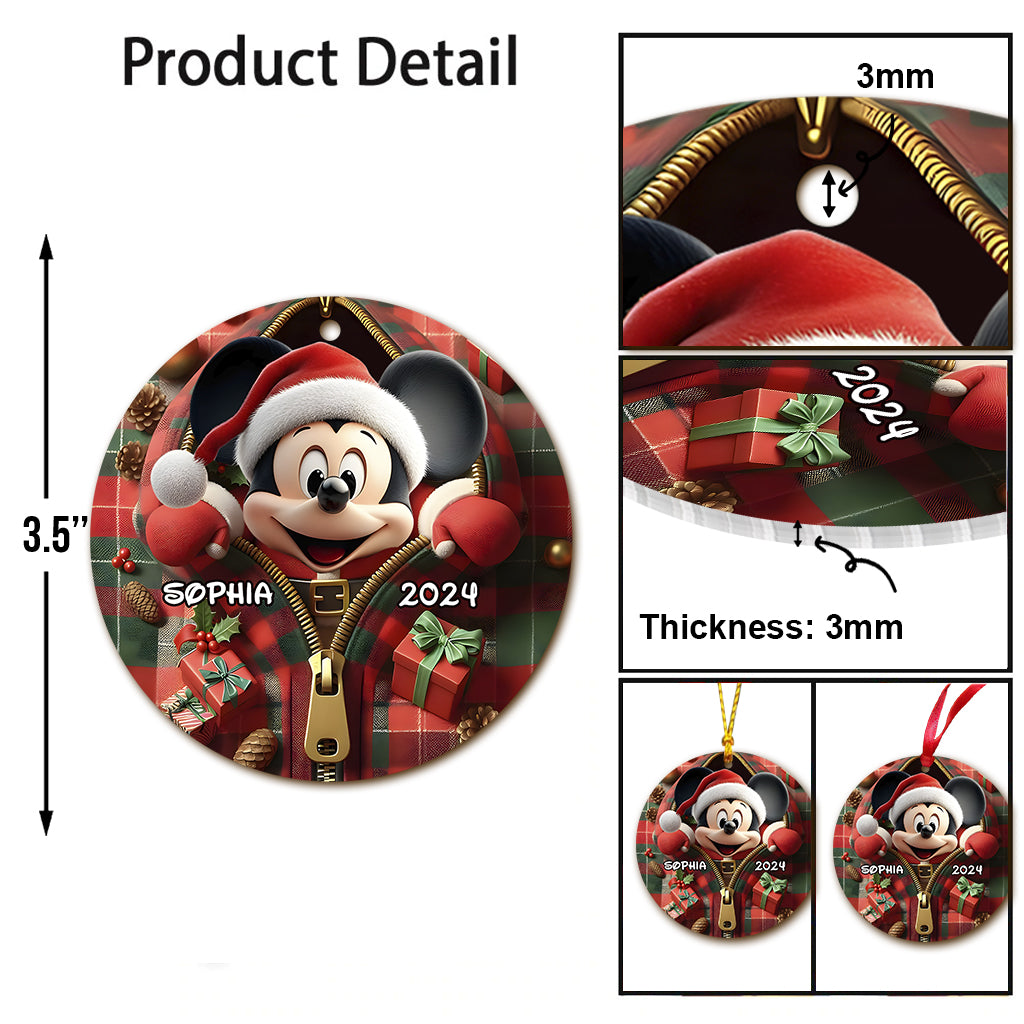 Peeking Santa Claus - Personalized Mouse Ornament