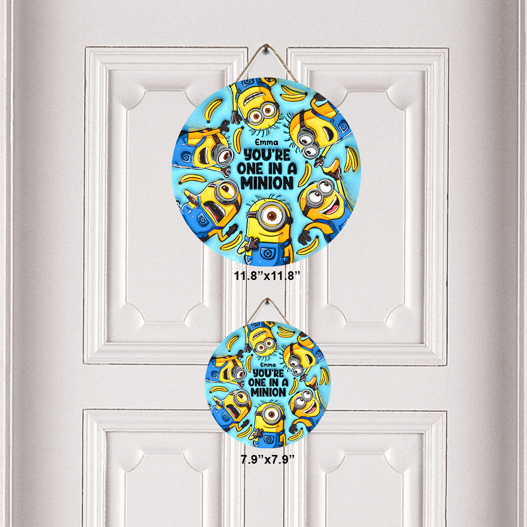 One In A Minion - Personalized Round Wood Sign