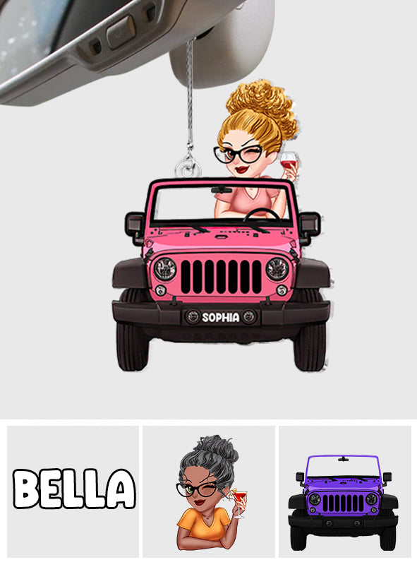 A Girl And Her Car - Personalized Car Custom Shaped Car Ornament