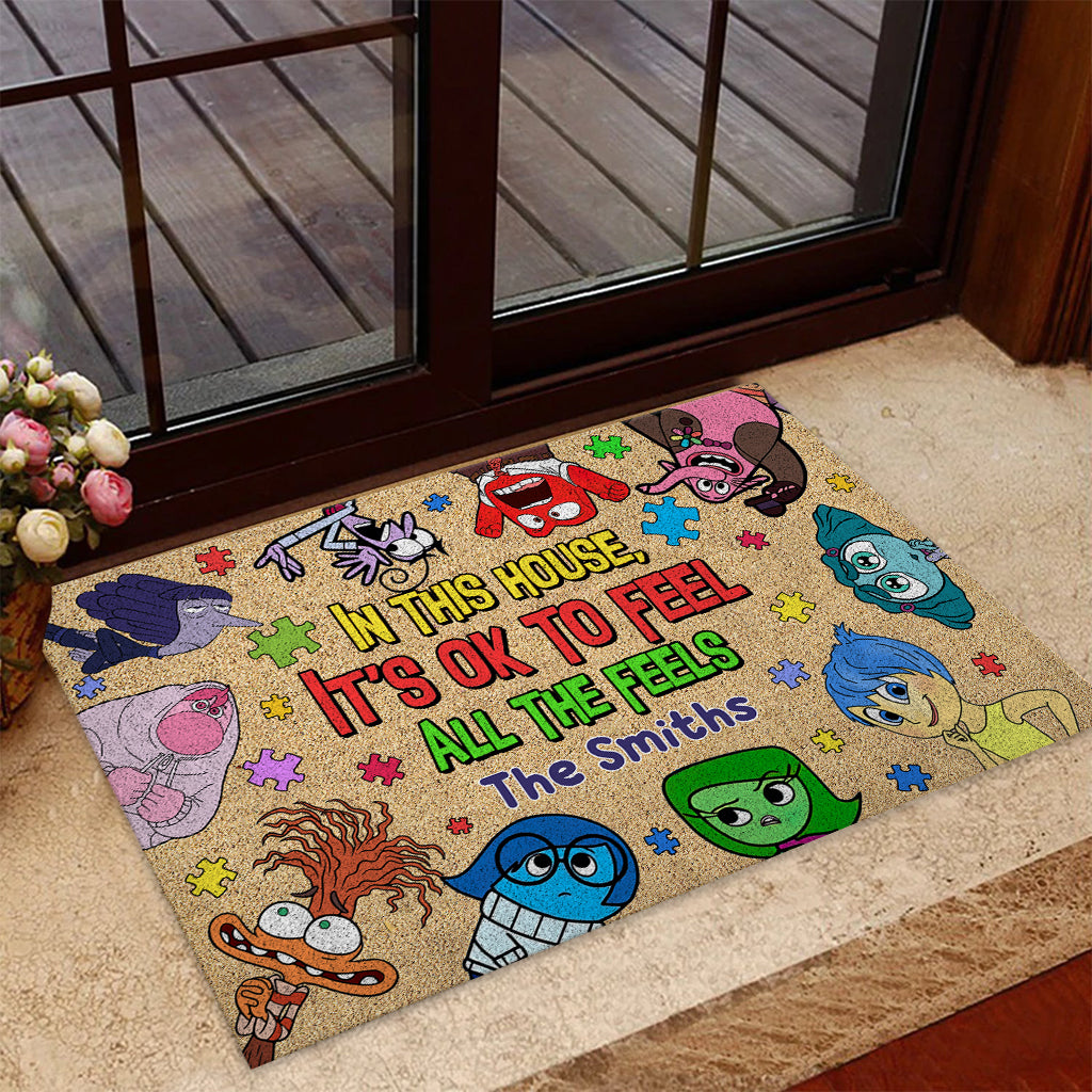 It's Ok To Feel All The Feels - Personalized Autism Awareness Doormat