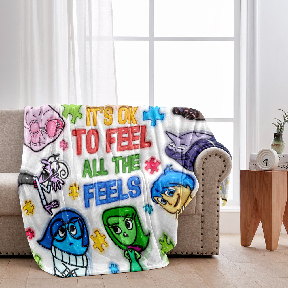 It's Ok To Feel All The Feels - Personalized Autism Awareness Blanket