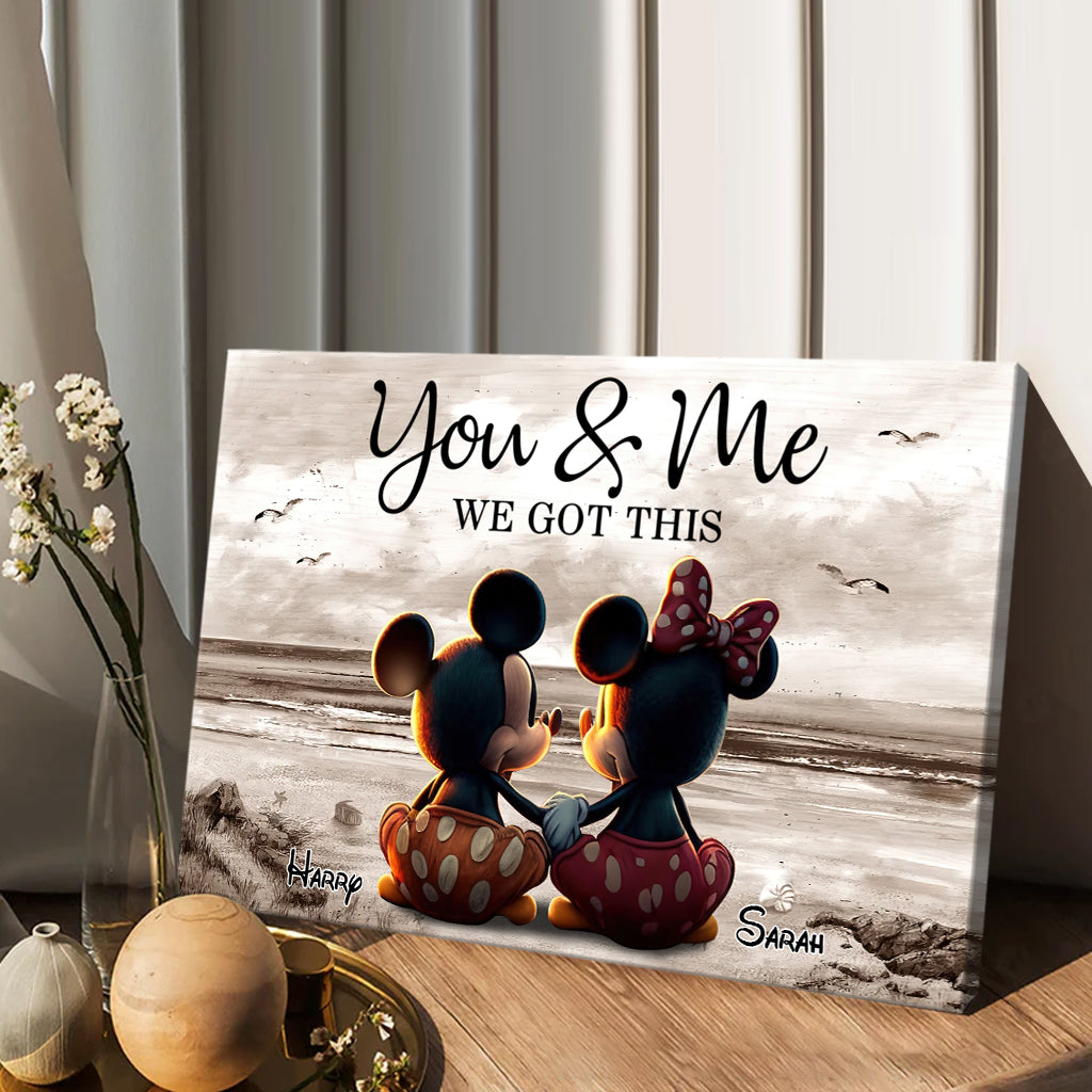 Couple Beach Landscape Retro Vintage - Personalized Mouse Canvas And Poster