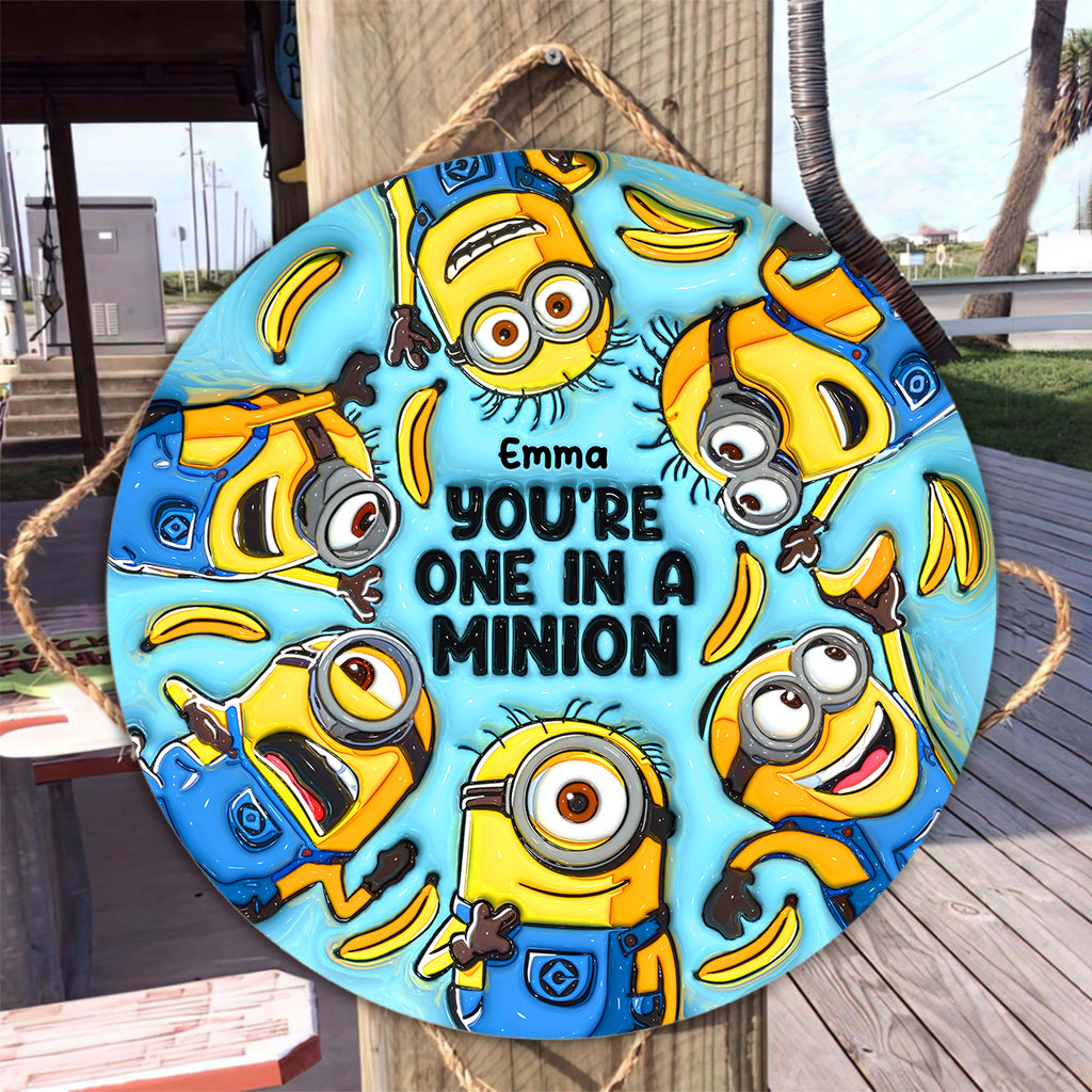 One In A Minion - Personalized Round Wood Sign
