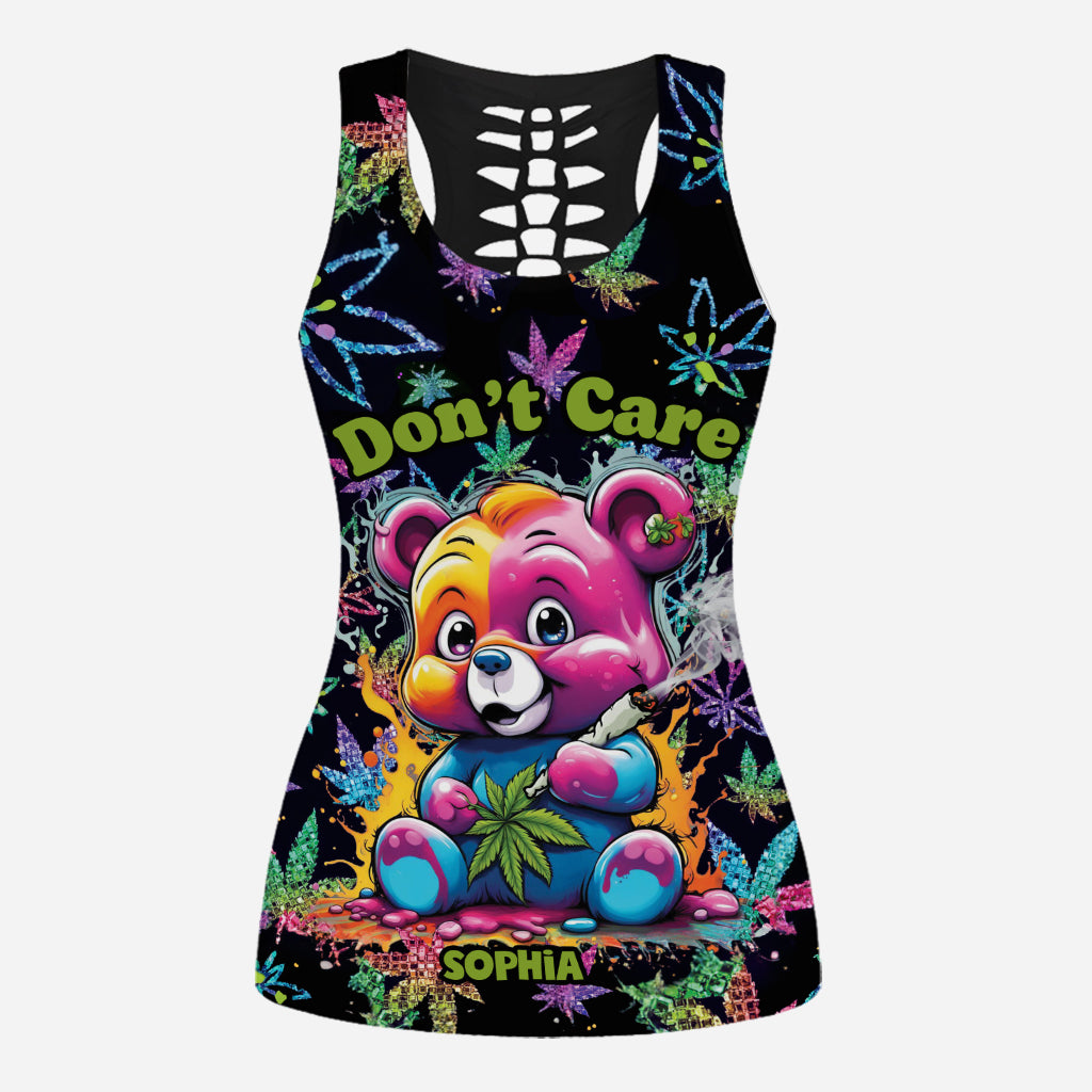 Don't Care - Personalized Weed Hollow Tank Top and Women Shorts