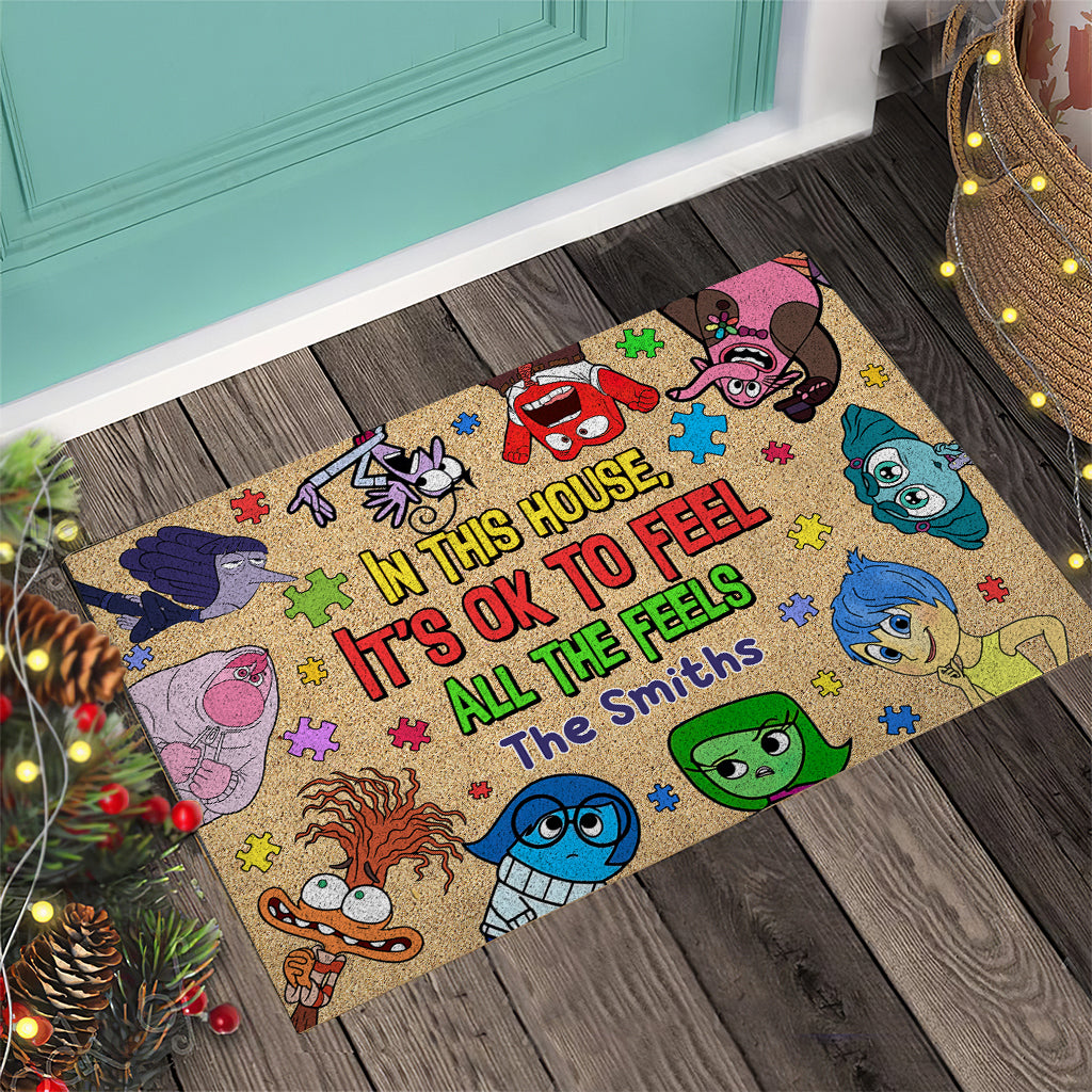 It's Ok To Feel All The Feels - Personalized Autism Awareness Doormat