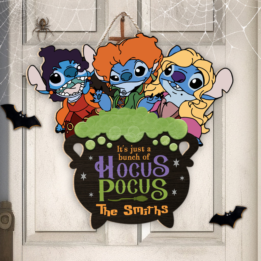 It's Just A Bunch Of Hocus Pocus - Personalized Ohana Custom Shaped Wood Sign