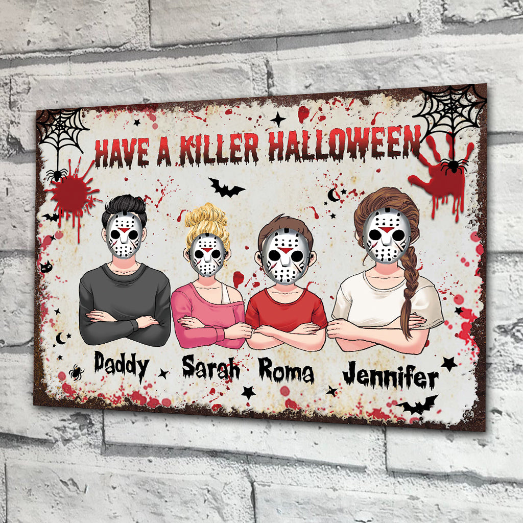 Halloween Horror Family - Personalized Family Rectangle Metal Sign