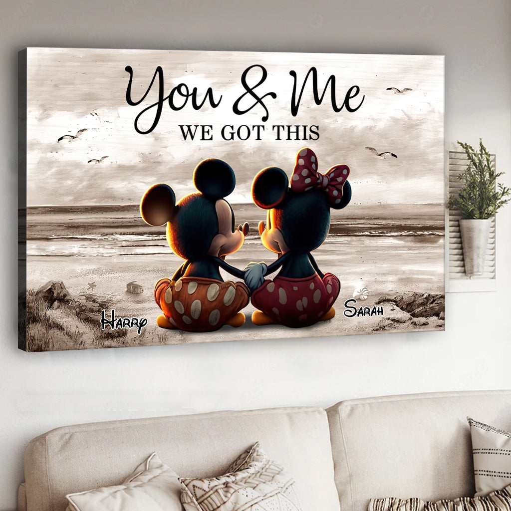 Couple Beach Landscape Retro Vintage - Personalized Mouse Canvas And Poster
