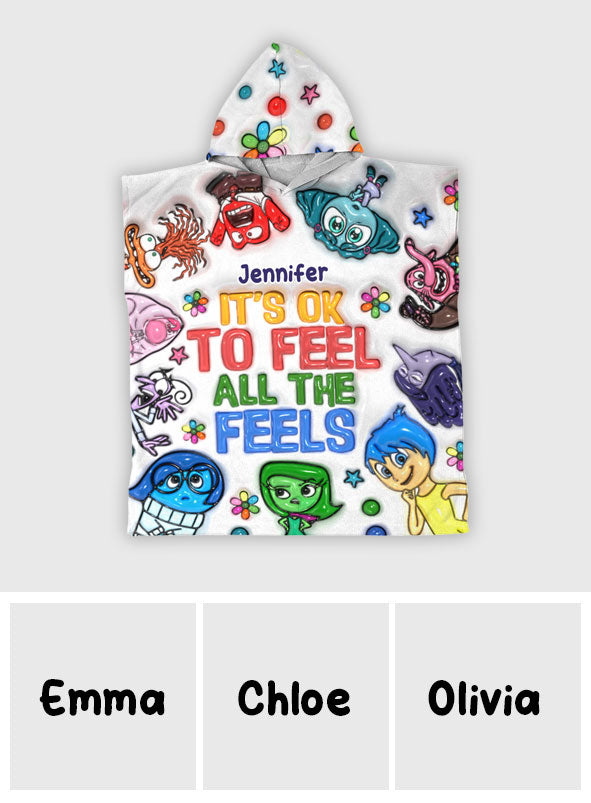 It's OK To Feel - Personalized Kid Hooded Towel Poncho