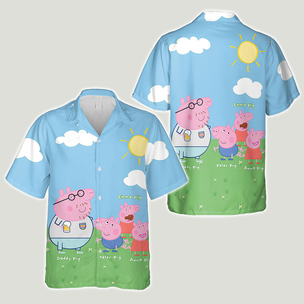 Daddy Pig - Personalized Pink Pig Hawaiian Shirt
