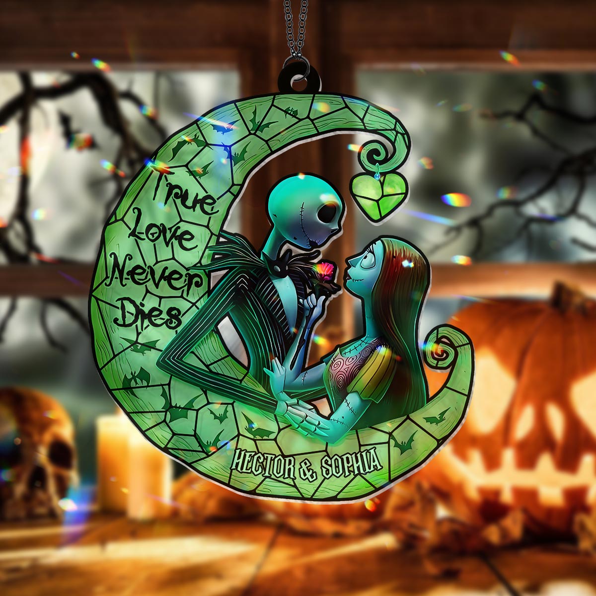 True Love Never Die - Personalized Nightmare Window Hanging Suncatcher Ornament