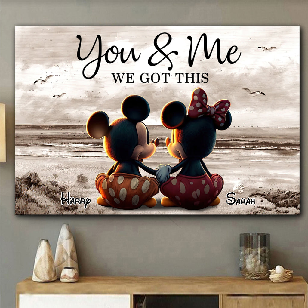 Couple Beach Landscape Retro Vintage - Personalized Mouse Canvas And Poster