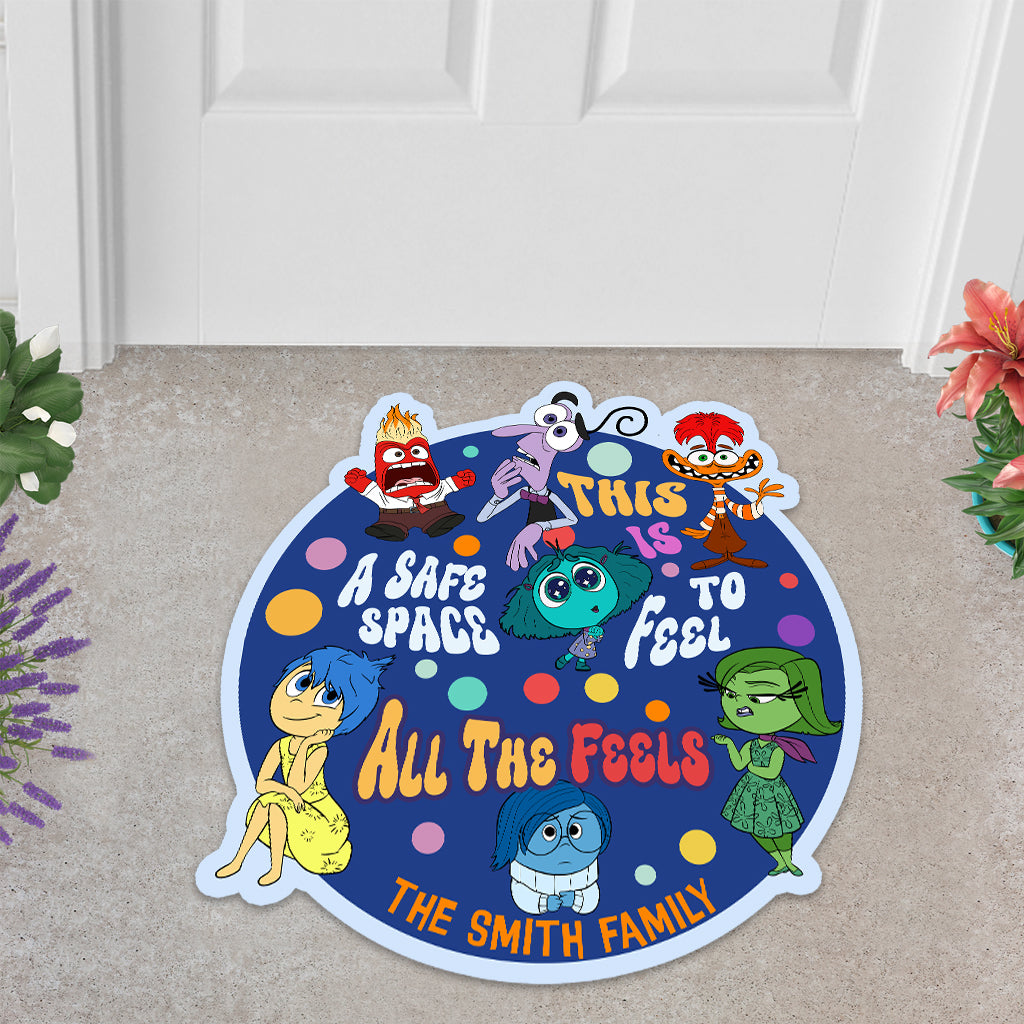 This Is A Safe Space To Feel All The Feels - Personalized Autism Awareness Shaped Doormat