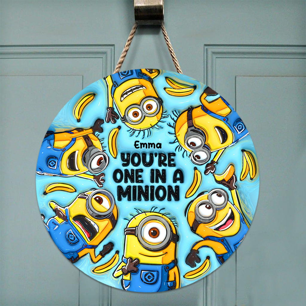 One In A Minion - Personalized Round Wood Sign