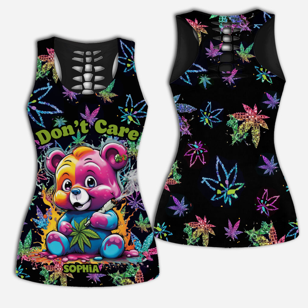 Don't Care - Personalized Weed Hollow Tank Top and Women Shorts