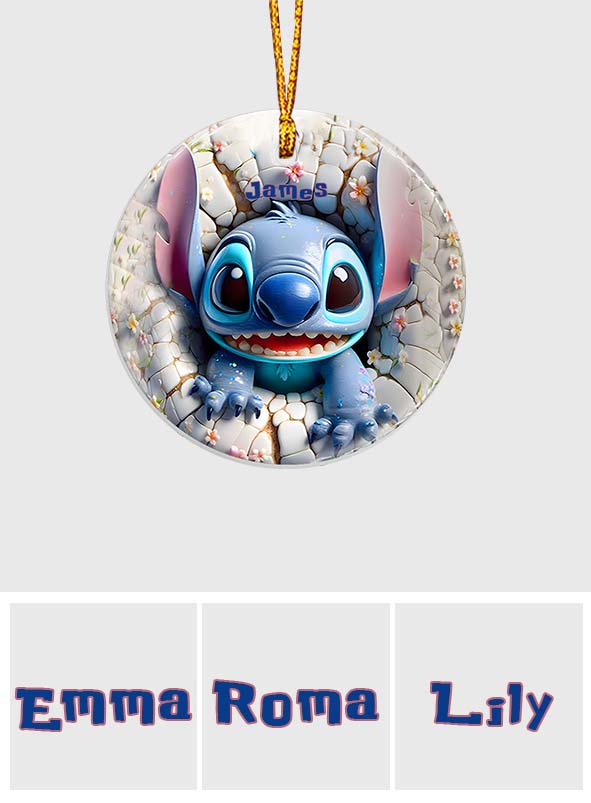 Merry Stitchmas - Personalized Ohana Ceramic Circle Ornament