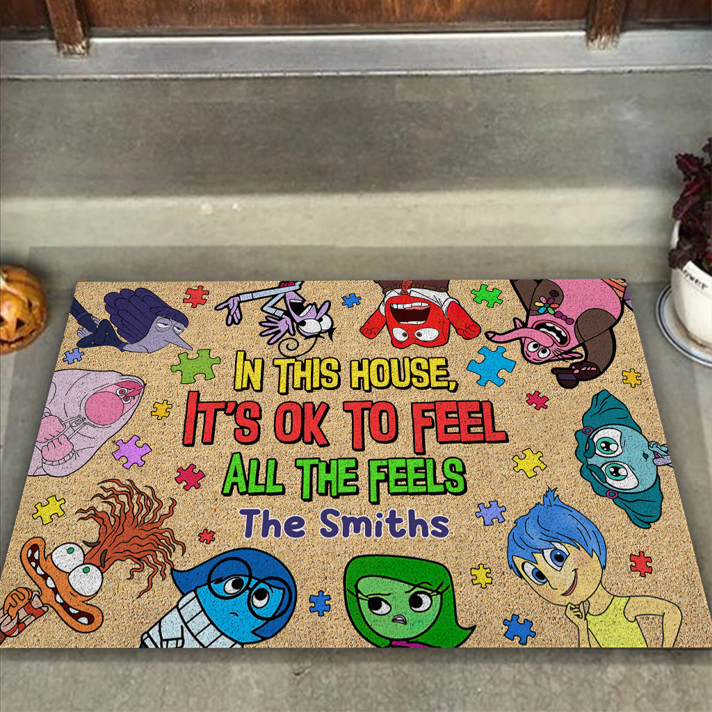 It's Ok To Feel All The Feels - Personalized Autism Awareness Doormat