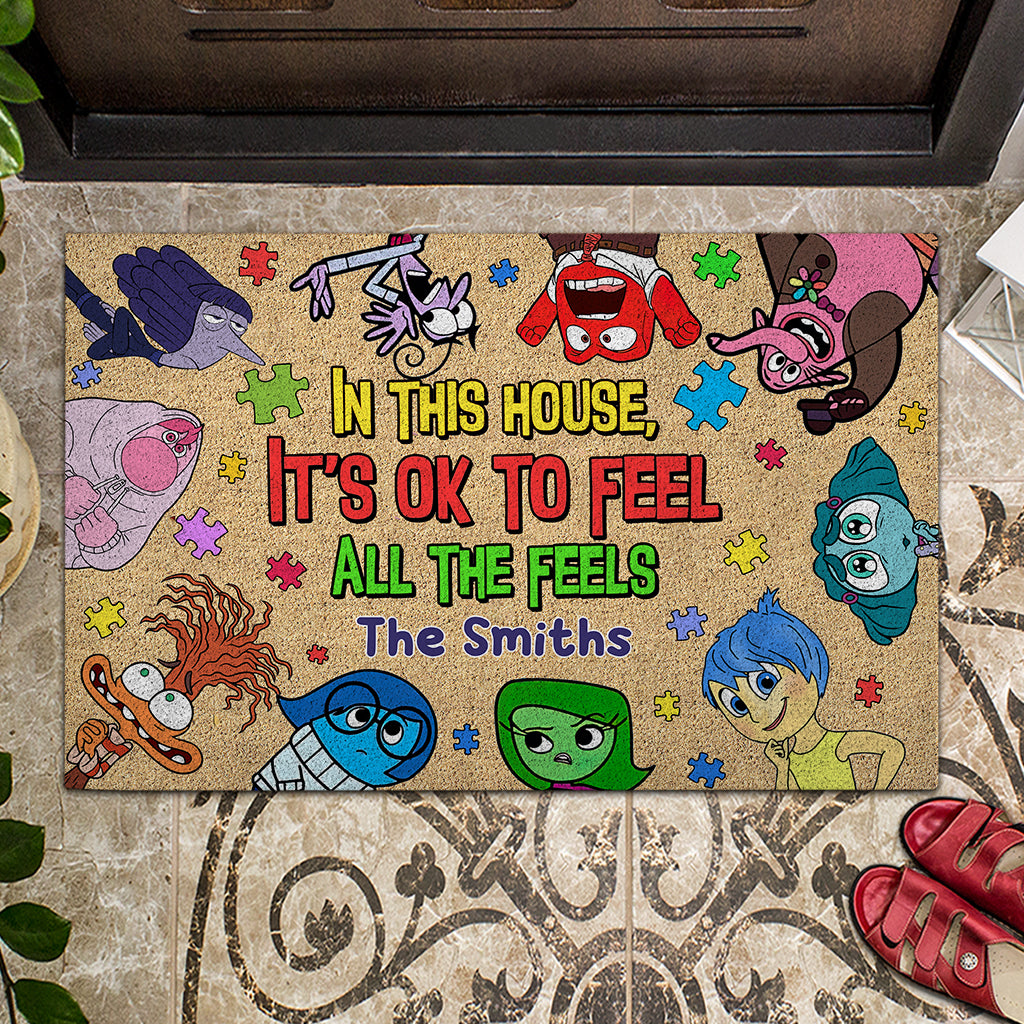 It's Ok To Feel All The Feels - Personalized Autism Awareness Doormat