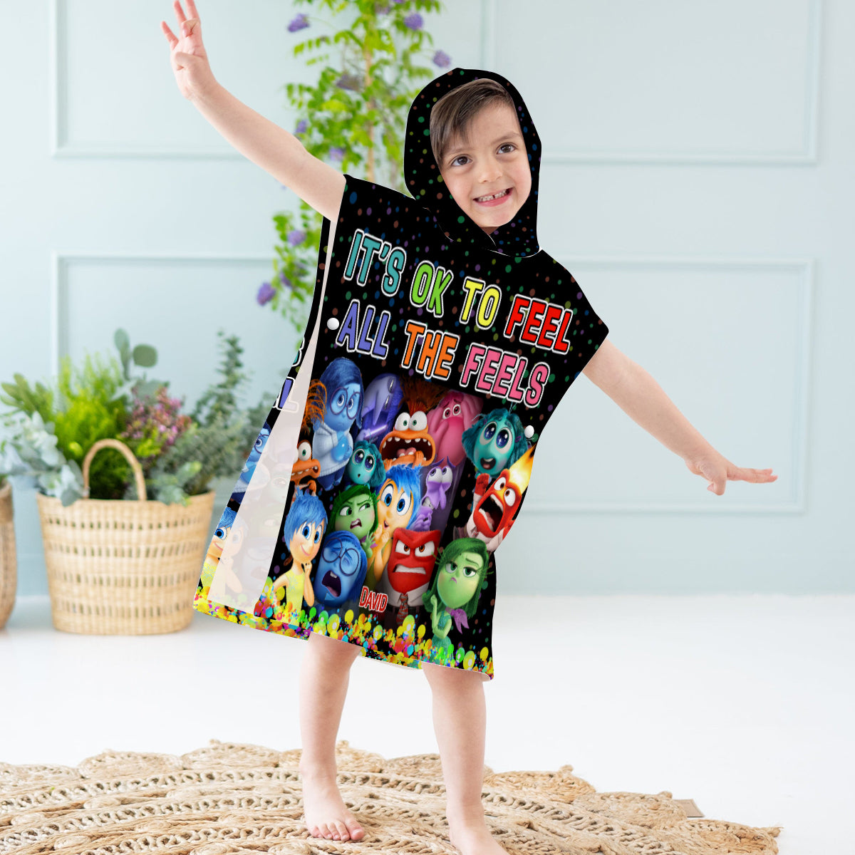 Your Feelings Are Valid - Personalized Kid Hooded Towel Poncho