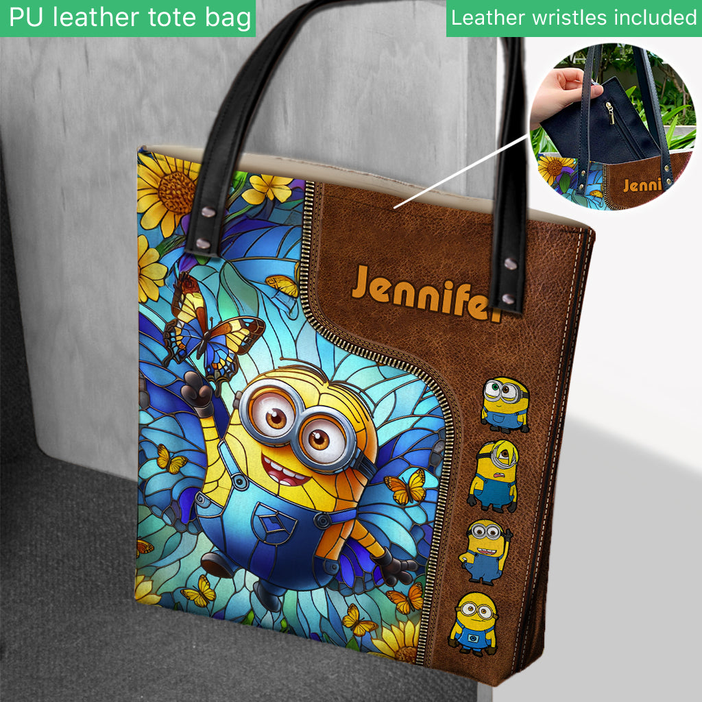 Beautiful Stained Glass Butterflies Yellow Monster - Personalized Tote Bag