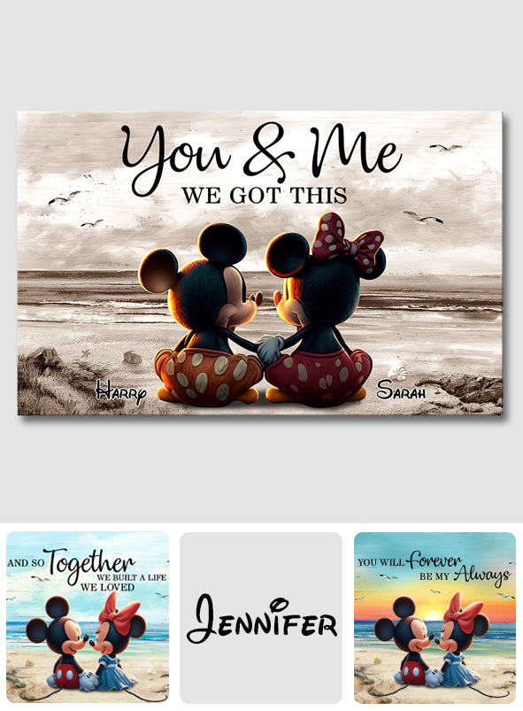 Couple Beach Landscape Retro Vintage - Personalized Mouse Canvas And Poster