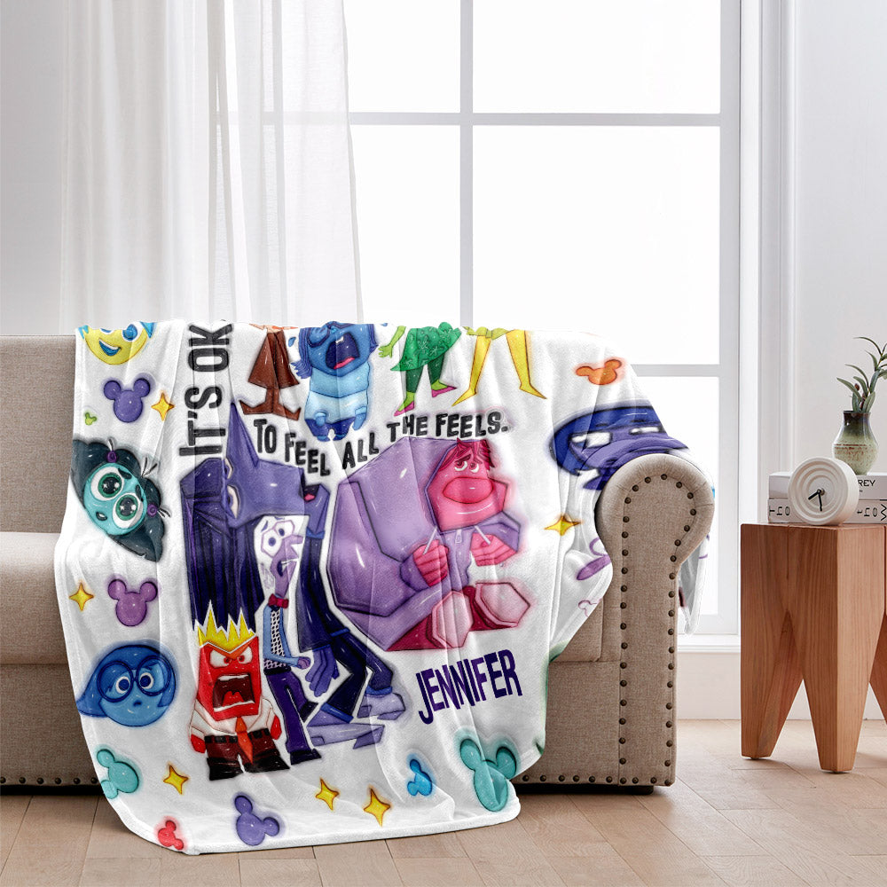 It's Okay To Feel All The Feels - Personalized Blanket