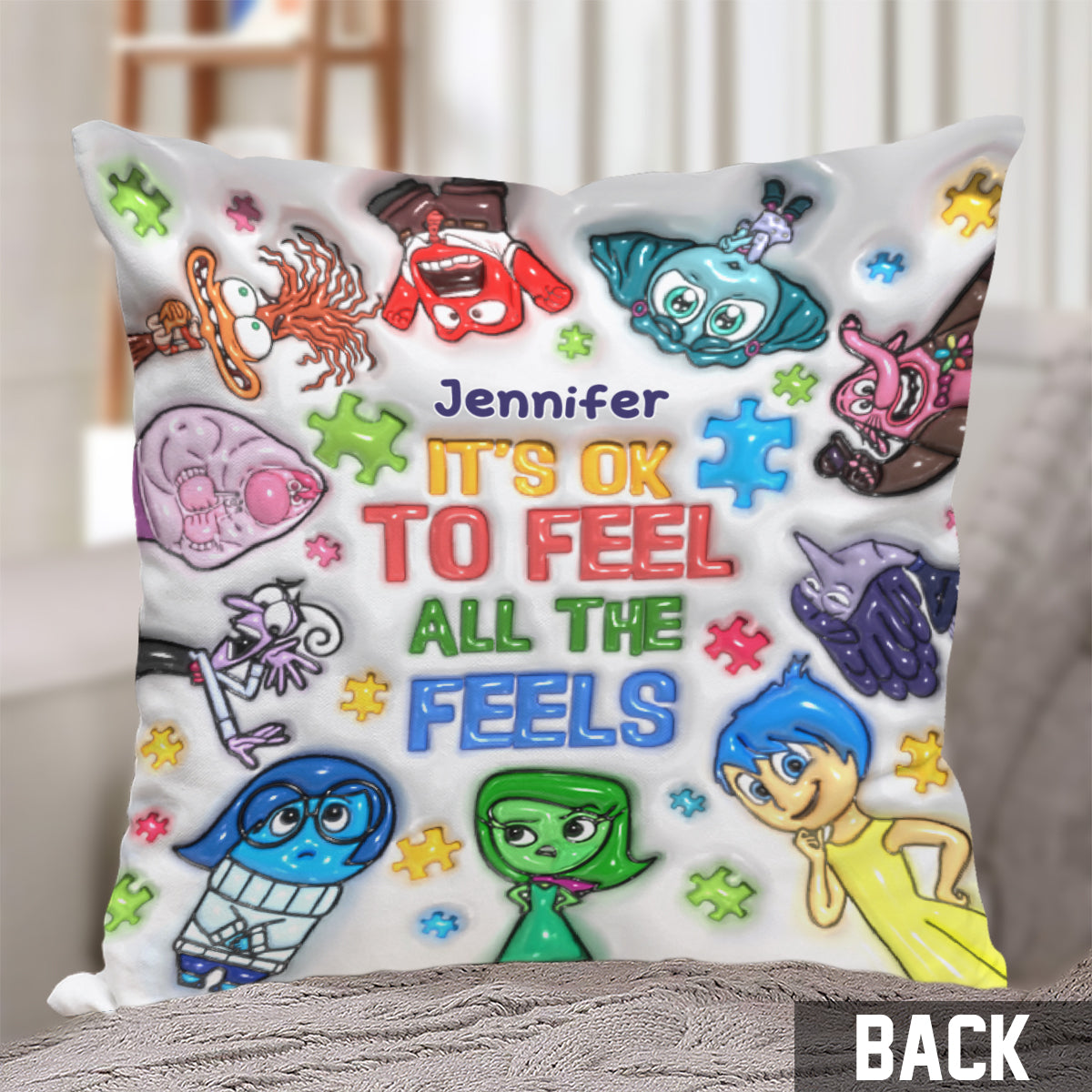 It's Ok To Feel All The Feels - Personalized Autism Awareness Throw Pillow