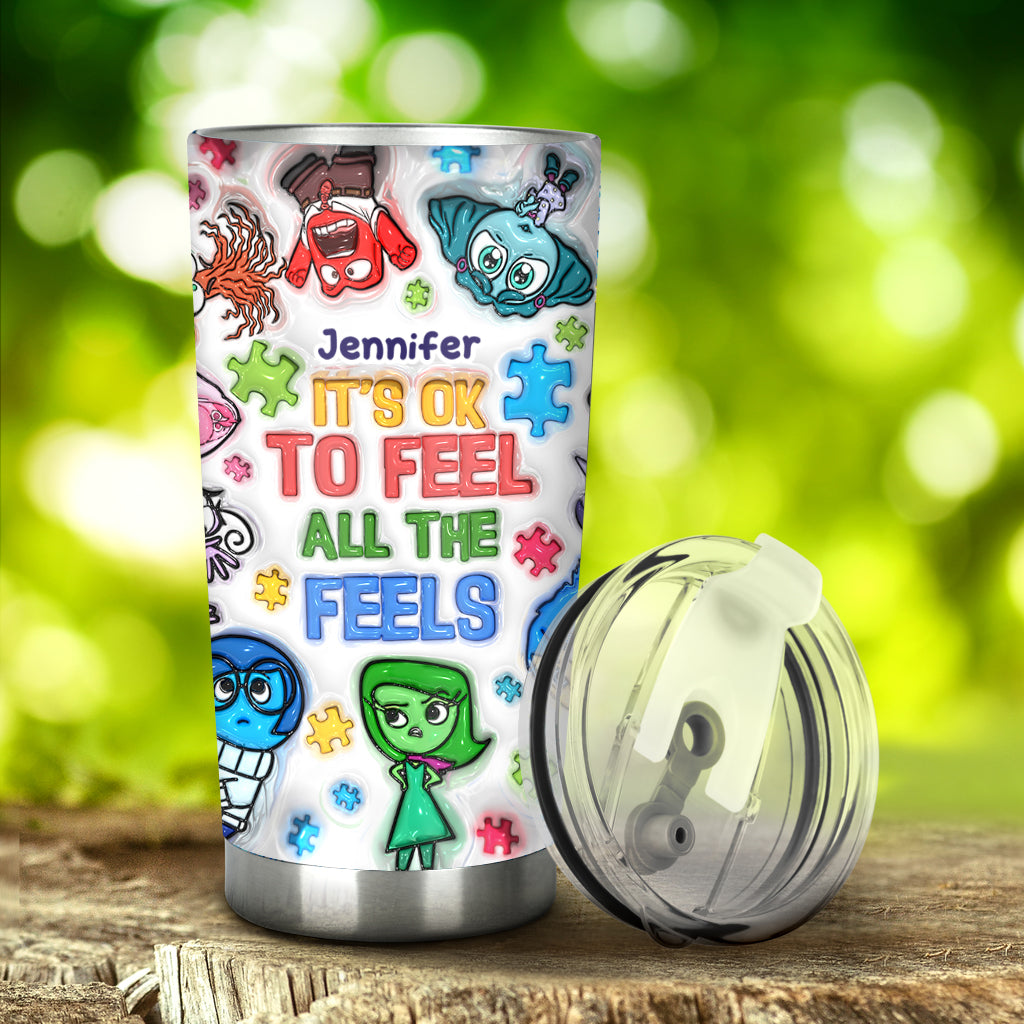 It's Ok To Feel All The Feels - Personalized Autism Awareness Tumbler