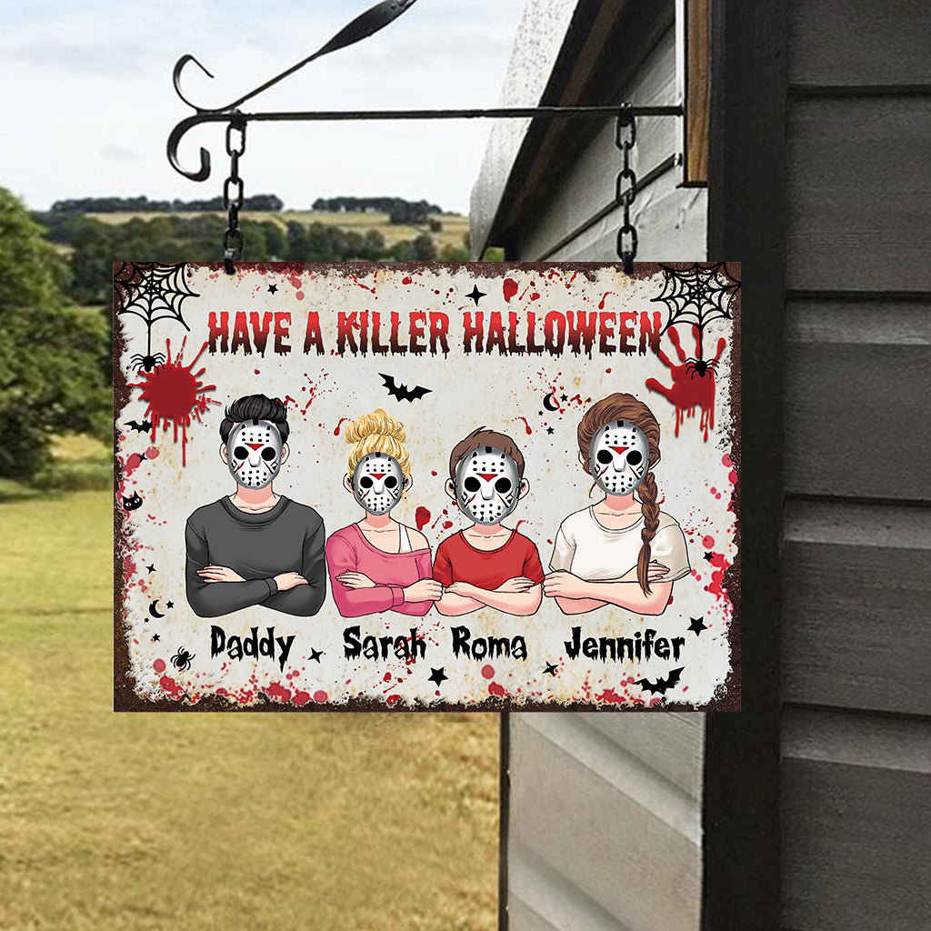 Halloween Horror Family - Personalized Family Rectangle Metal Sign