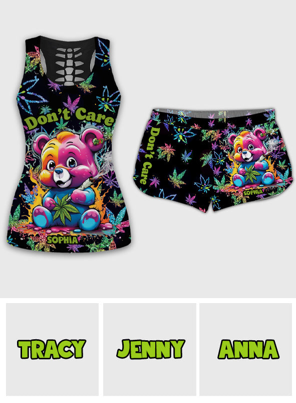 Don't Care - Personalized Weed Hollow Tank Top and Women Shorts