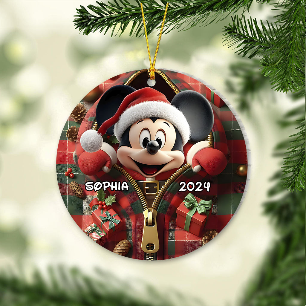 Peeking Santa Claus - Personalized Mouse Ornament