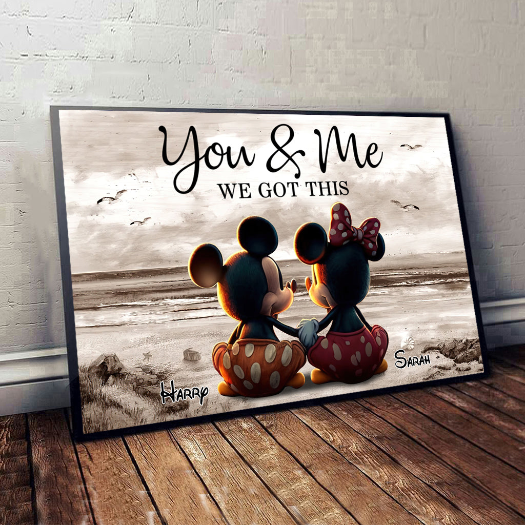 Couple Beach Landscape Retro Vintage - Personalized Mouse Canvas And Poster