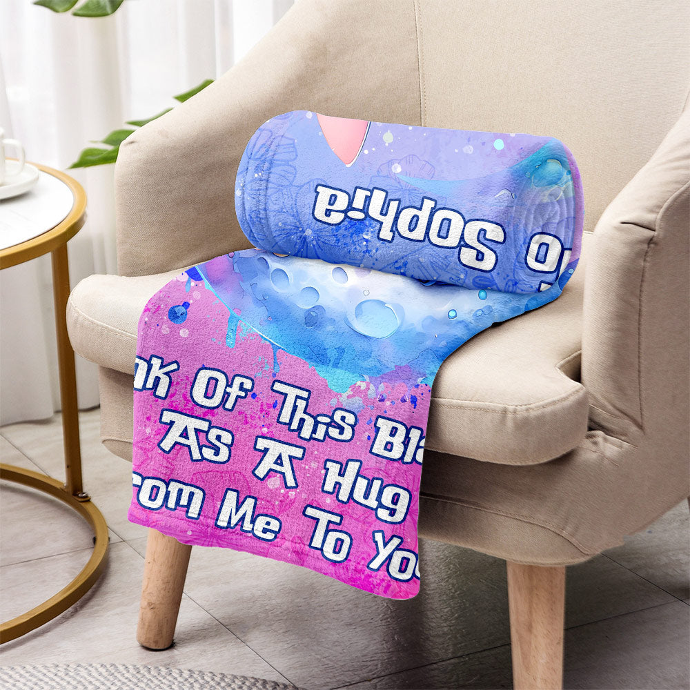 Think Of This Blanket As A Hug From Me To You - Personalized Ohana Blanket