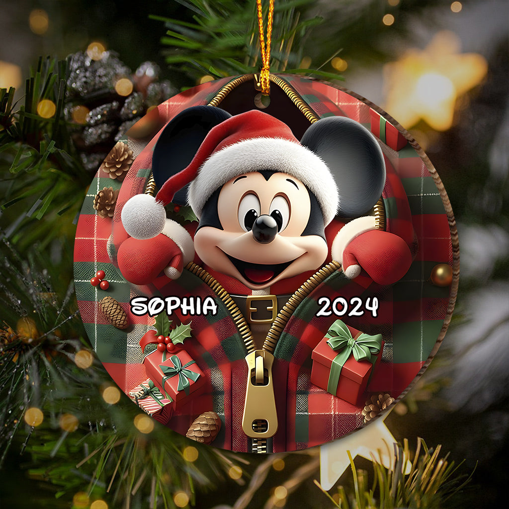 Peeking Santa Claus - Personalized Mouse Ornament