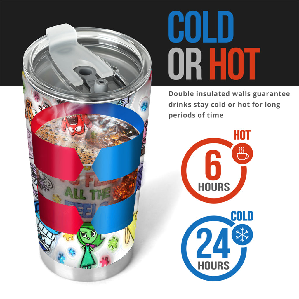 It's Ok To Feel All The Feels - Personalized Autism Awareness Tumbler