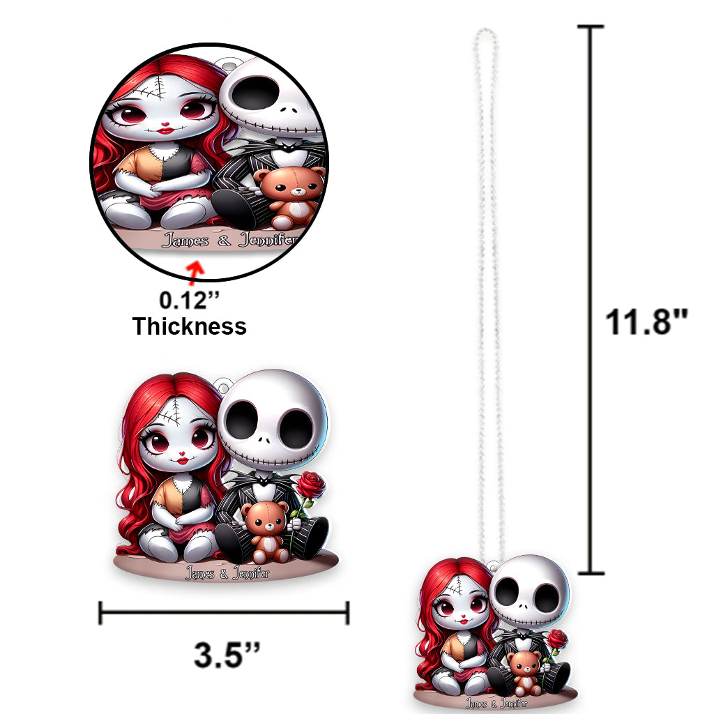 Cute Nightmare Chicano Couple - Personalized Nightmare Transparent Car Ornament