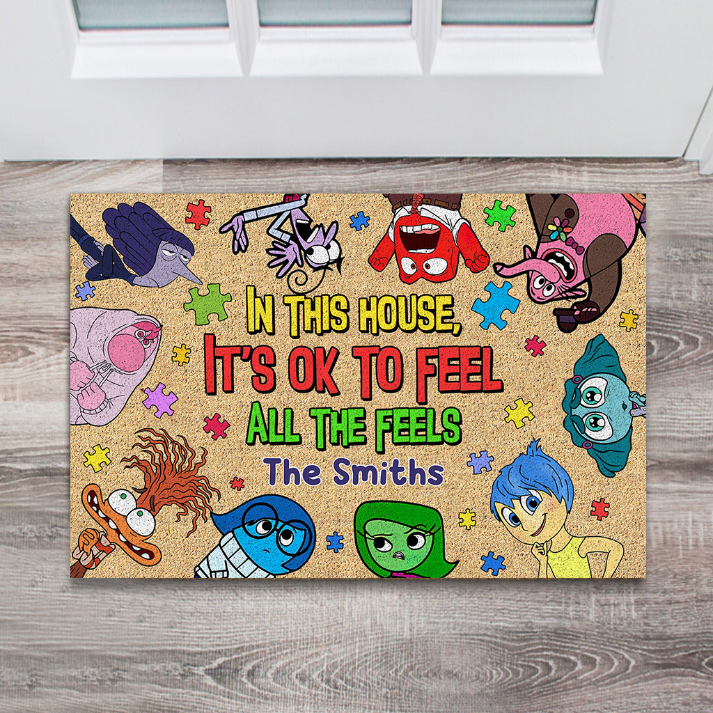 It's Ok To Feel All The Feels - Personalized Autism Awareness Doormat