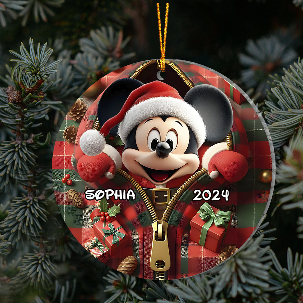 Peeking Santa Claus - Personalized Mouse Ornament