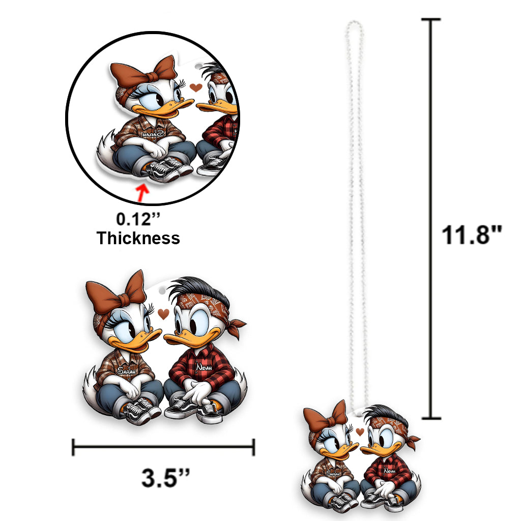 Chicano Duck Couple - Personalized Mouse Transparent Car Ornament