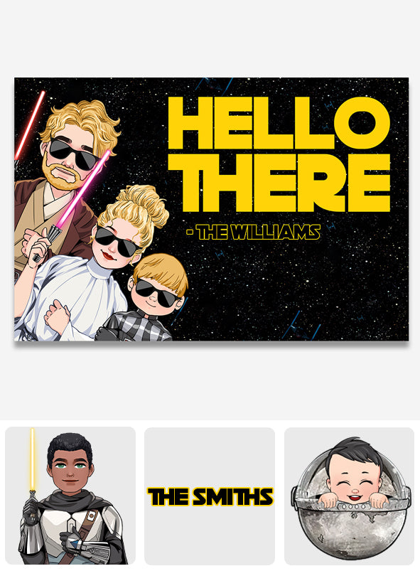 Hello There Family Peeking - Personalized The Force Doormat
