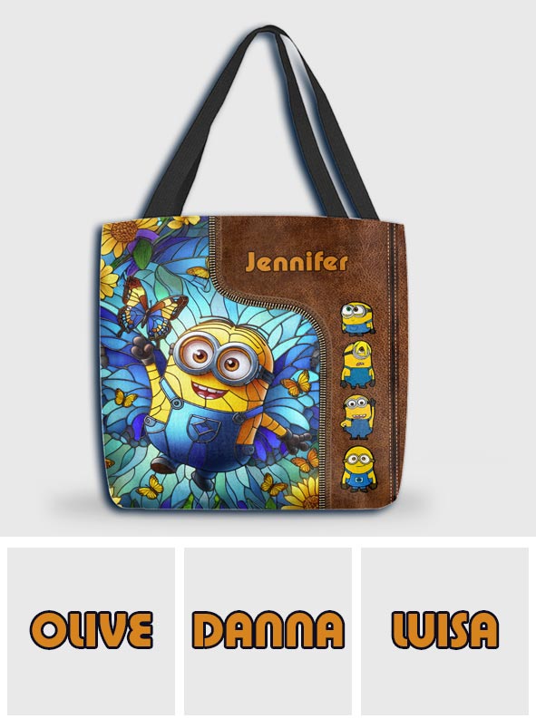 Beautiful Stained Glass Butterflies Yellow Monster - Personalized Tote Bag