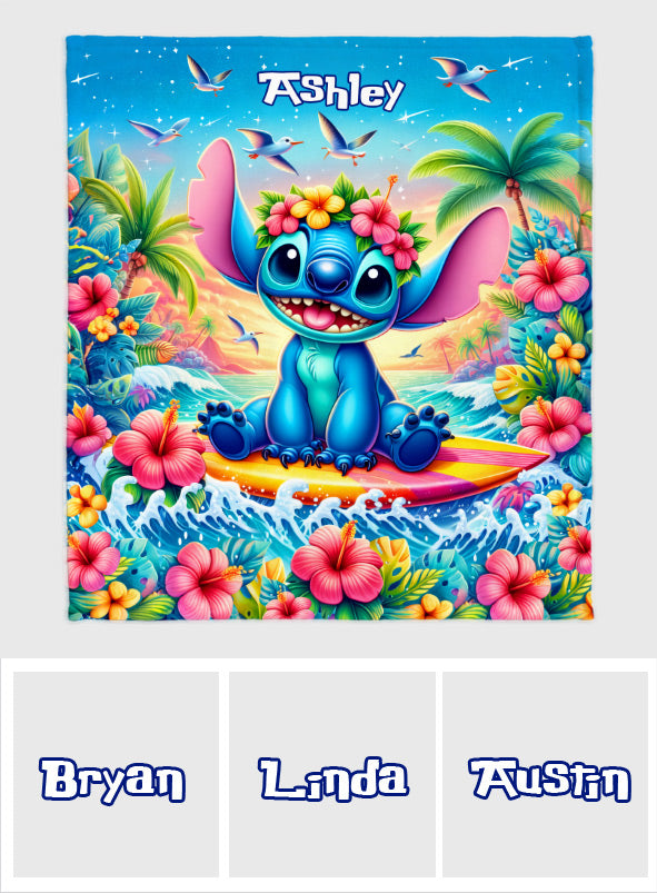 Blue Summer Hawaii - Personalized Ohana Blanket