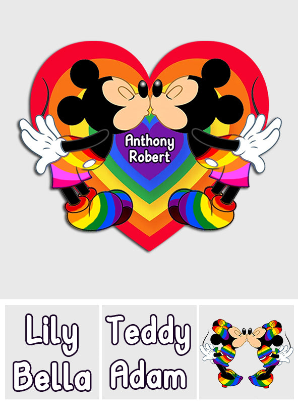 Love Is Love Mouse Couple - Personalized LGBT Support Decal Full