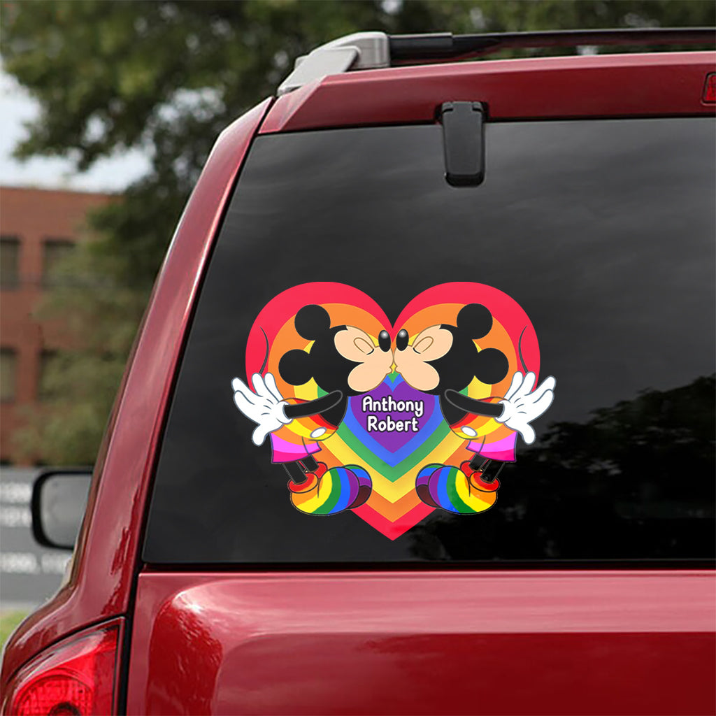 Love Is Love Mouse Couple - Personalized LGBT Support Decal Full