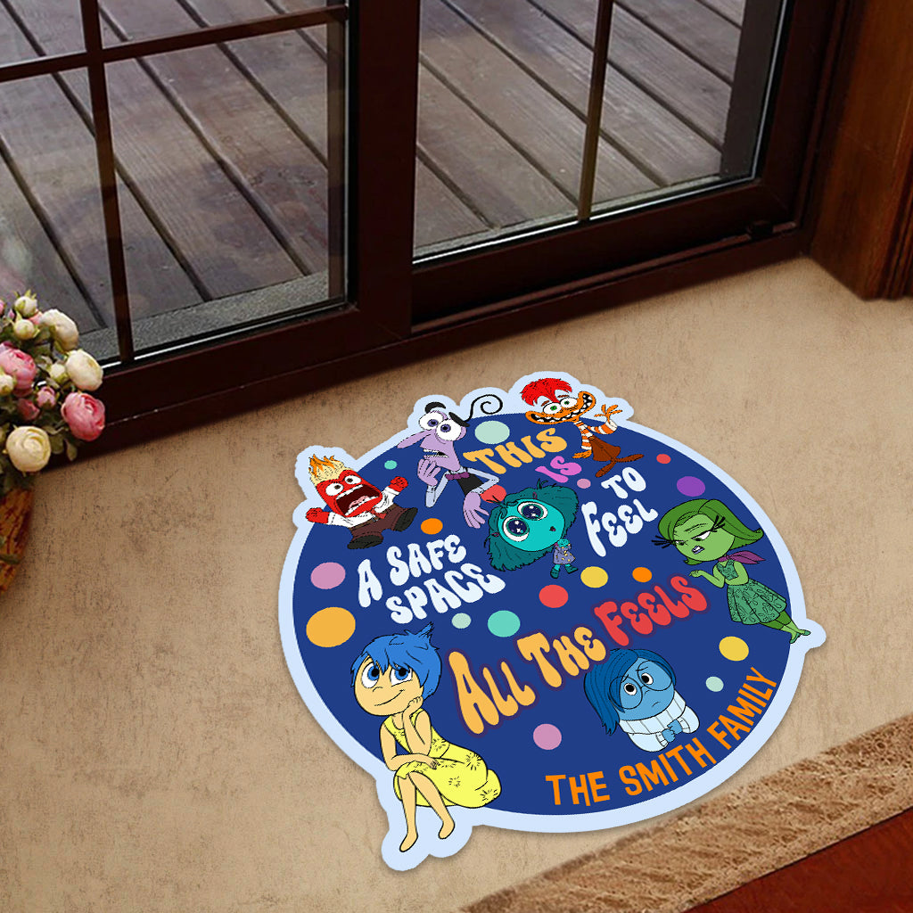 This Is A Safe Space To Feel All The Feels - Personalized Autism Awareness Shaped Doormat