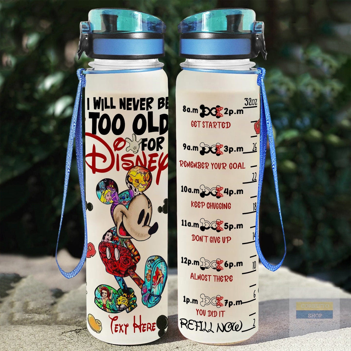 I Will Never Be Too Old For Magic - Personalized Mouse Water Tracker Bottle 0523